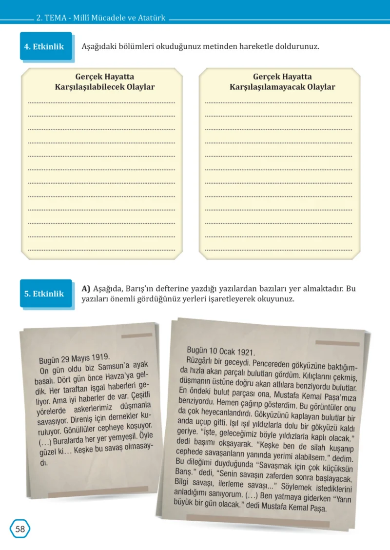 7. Sınıf Türkçe Ders Kitabı Cevapları Meb Yayınları Sayfa 58