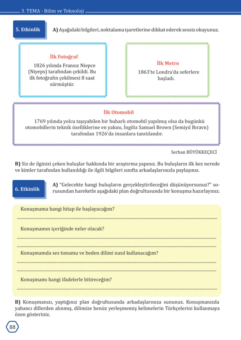 7. Sınıf Türkçe Ders Kitabı Cevapları Meb Yayınları Sayfa 88