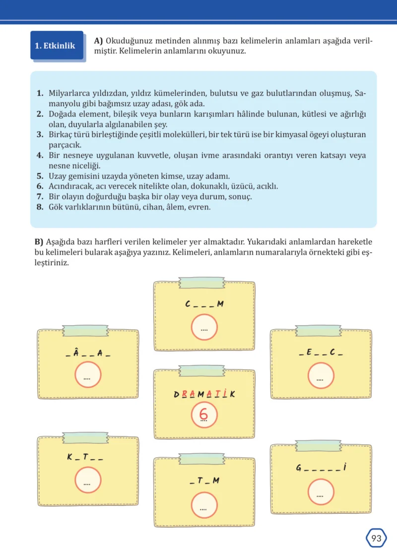 7. Sınıf Türkçe Ders Kitabı Cevapları Meb Yayınları Sayfa 93