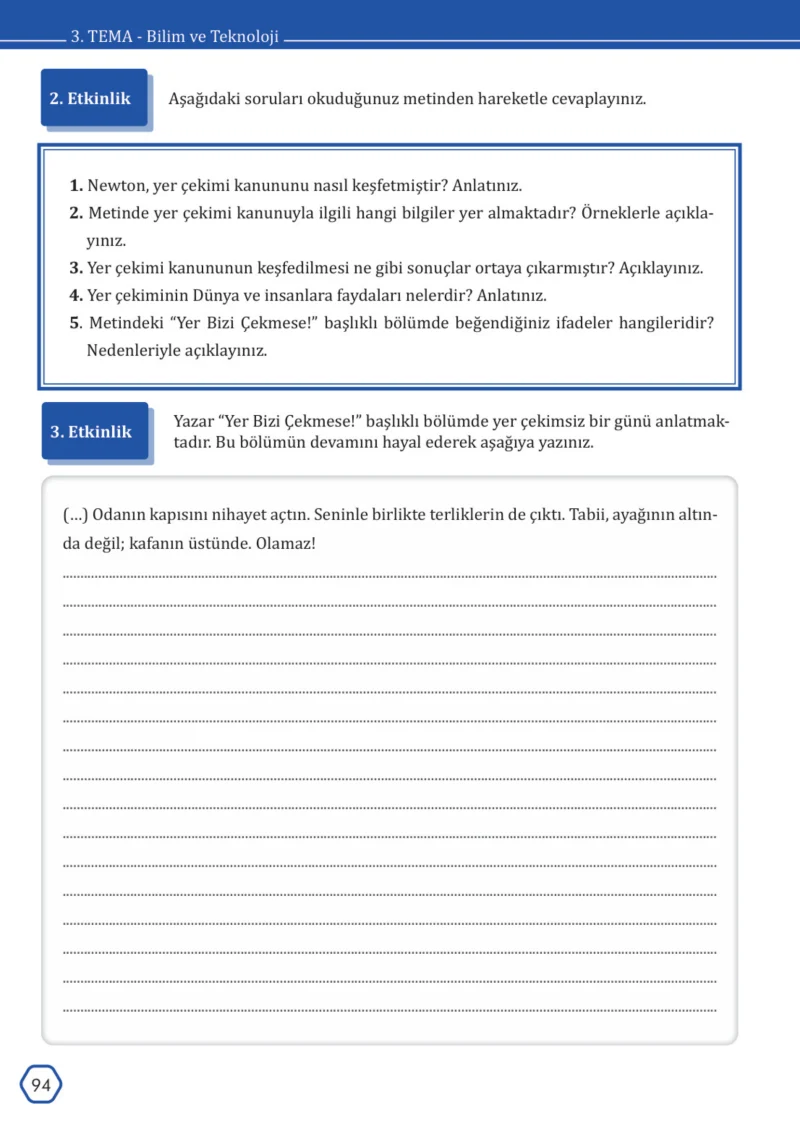 7. Sınıf Türkçe Ders Kitabı Cevapları Meb Yayınları Sayfa 94