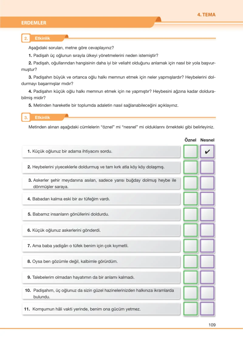 7. Sınıf Türkçe Ders Kitabı Cevapları Özgün Yayınları Sayfa 109