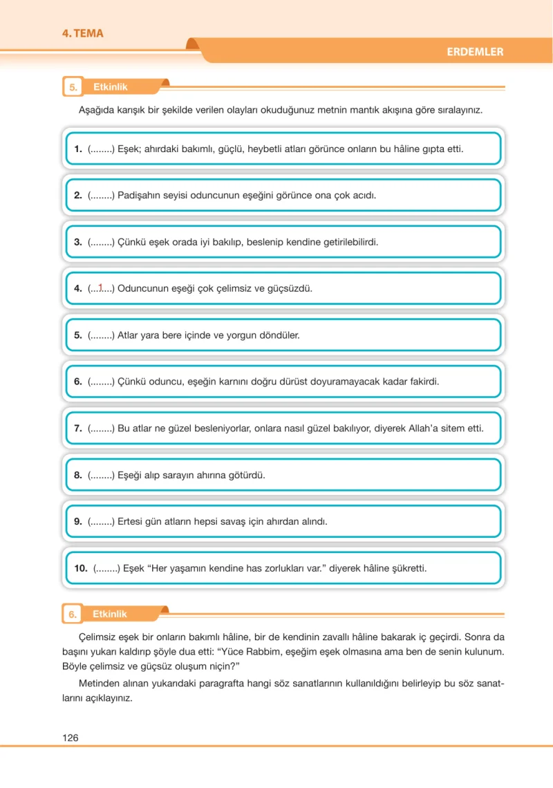 7. Sınıf Türkçe Ders Kitabı Cevapları Özgün Yayınları Sayfa 126