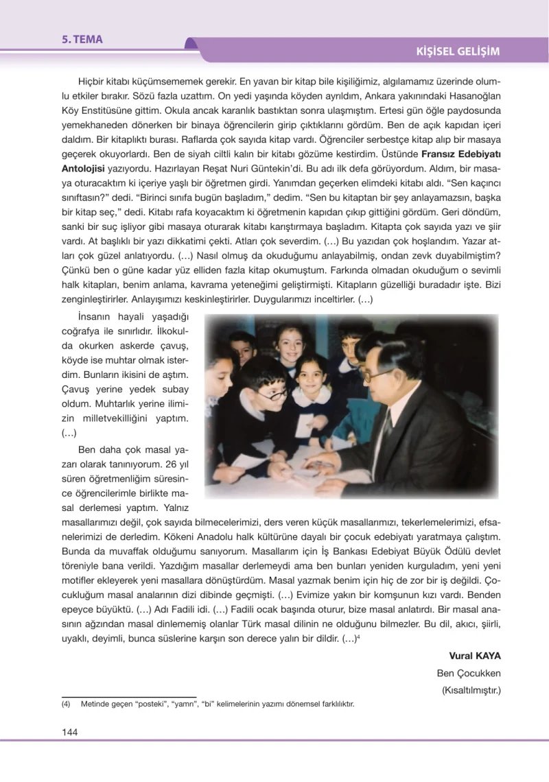 7. Sınıf Türkçe Ders Kitabı Cevapları Özgün Yayınları Sayfa 144