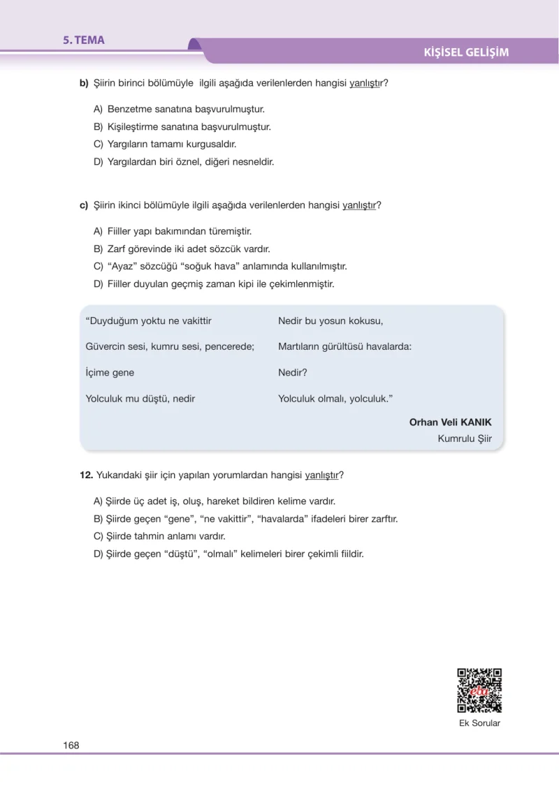 7. Sınıf Türkçe Ders Kitabı Cevapları Özgün Yayınları Sayfa 168