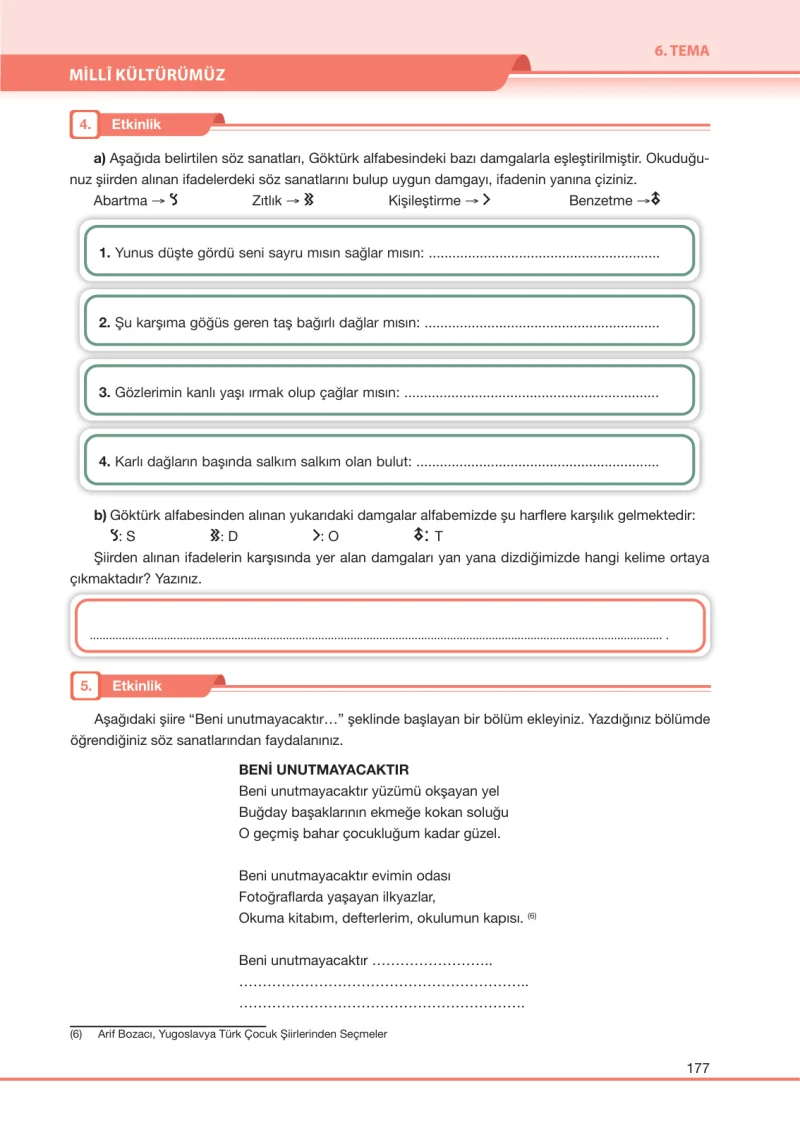 7. Sınıf Türkçe Ders Kitabı Cevapları Özgün Yayınları Sayfa 177