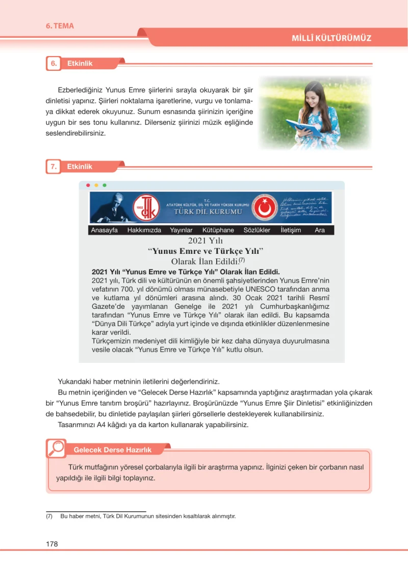 7. Sınıf Türkçe Ders Kitabı Cevapları Özgün Yayınları Sayfa 178