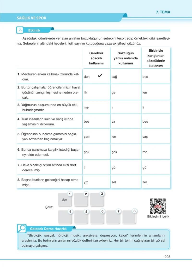 7. Sınıf Türkçe Ders Kitabı Cevapları Özgün Yayınları Sayfa 203