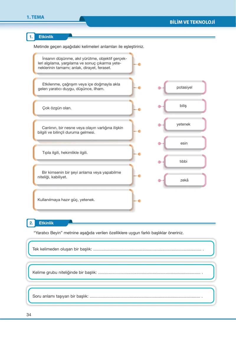 7. Sınıf Türkçe Ders Kitabı Cevapları Özgün Yayınları Sayfa 34