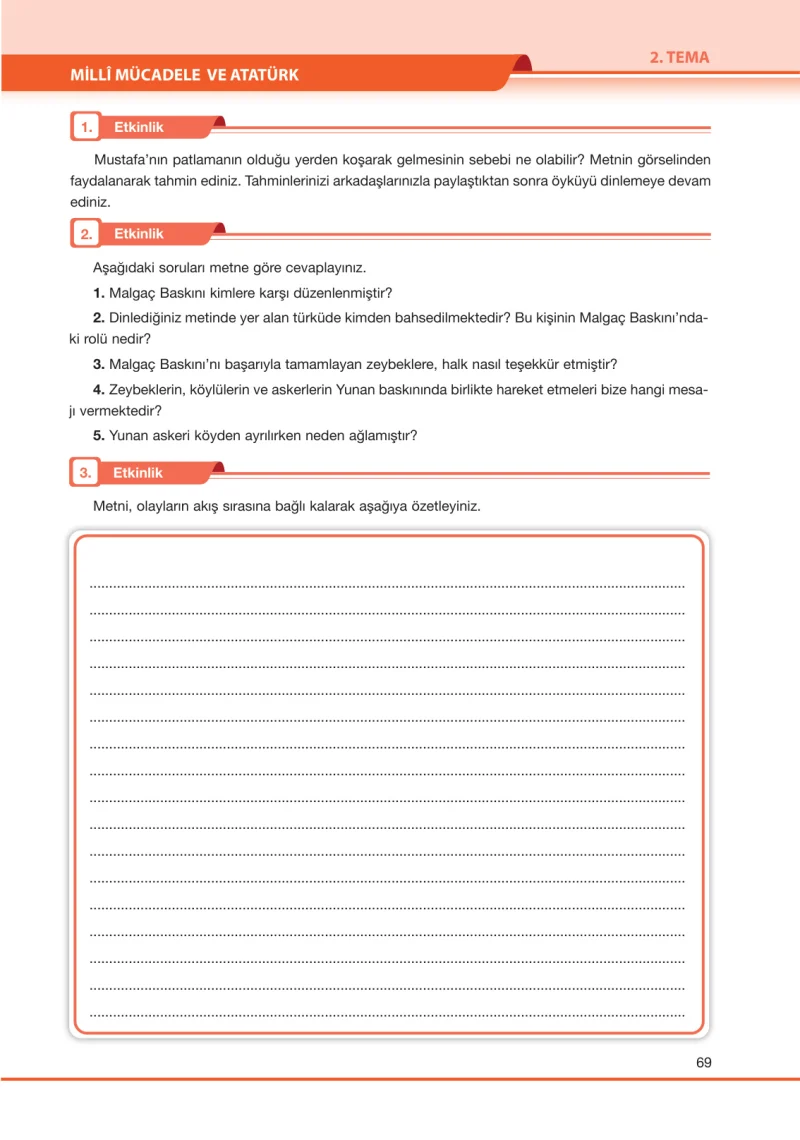 7. Sınıf Türkçe Ders Kitabı Cevapları Özgün Yayınları Sayfa 69