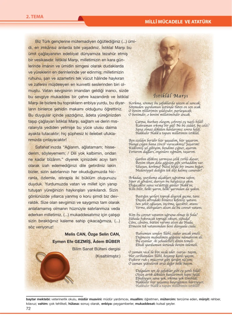 7. Sınıf Türkçe Ders Kitabı Cevapları Özgün Yayınları Sayfa 72