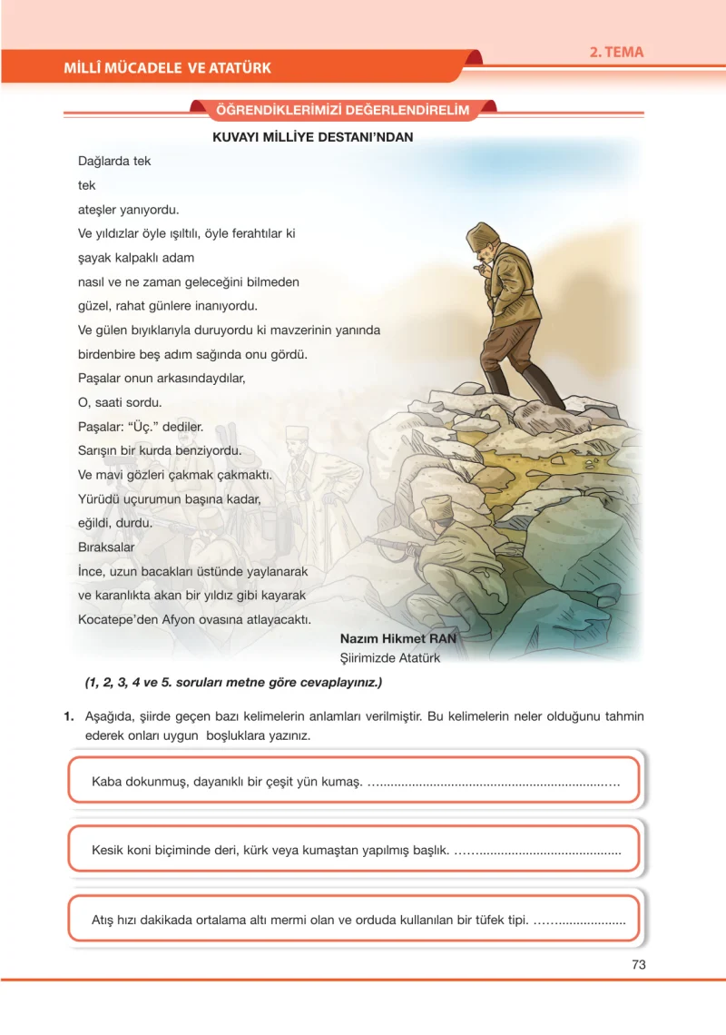 7. Sınıf Türkçe Ders Kitabı Cevapları Özgün Yayınları Sayfa 73