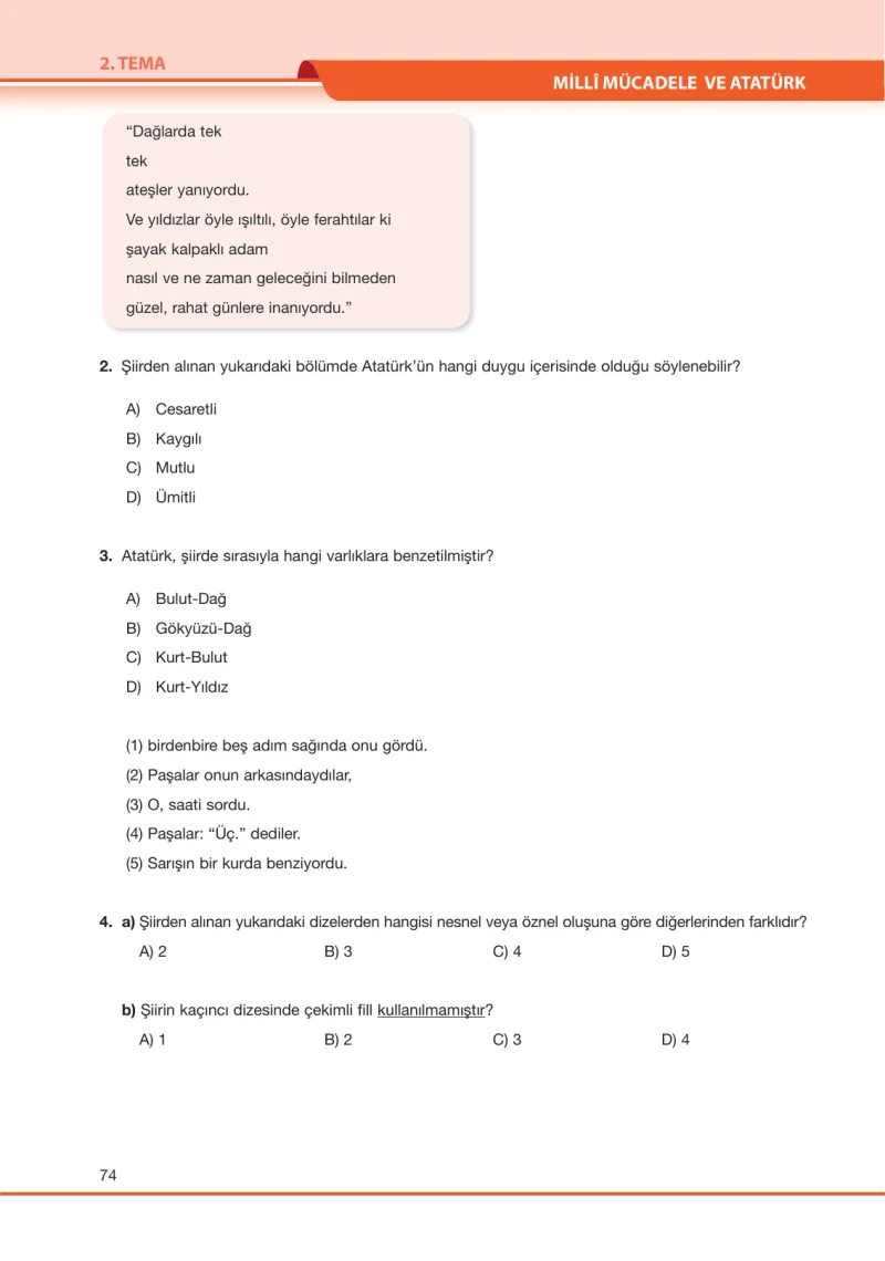 7. Sınıf Türkçe Ders Kitabı Cevapları Özgün Yayınları Sayfa 74