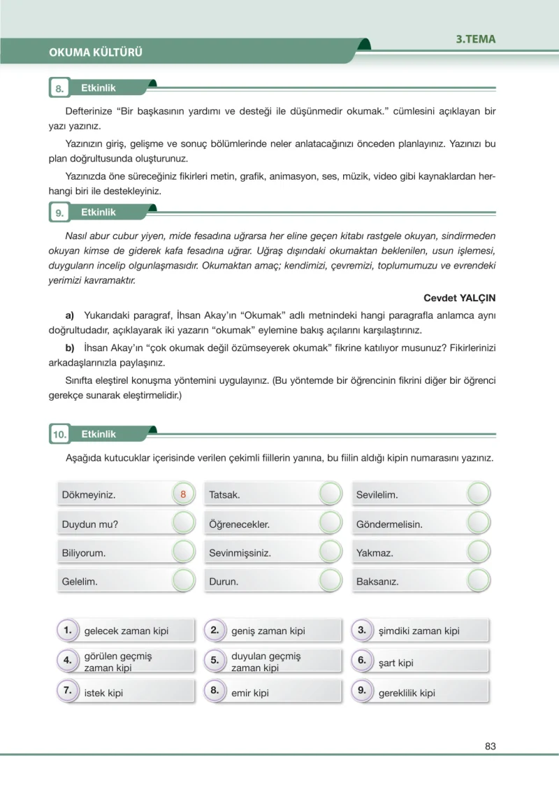 7. Sınıf Türkçe Ders Kitabı Cevapları Özgün Yayınları Sayfa 83