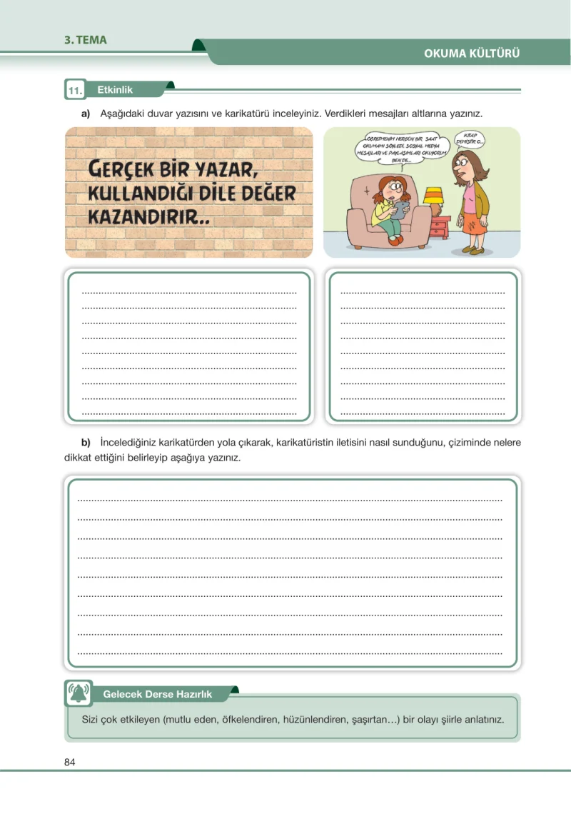 7. Sınıf Türkçe Ders Kitabı Cevapları Özgün Yayınları Sayfa 84