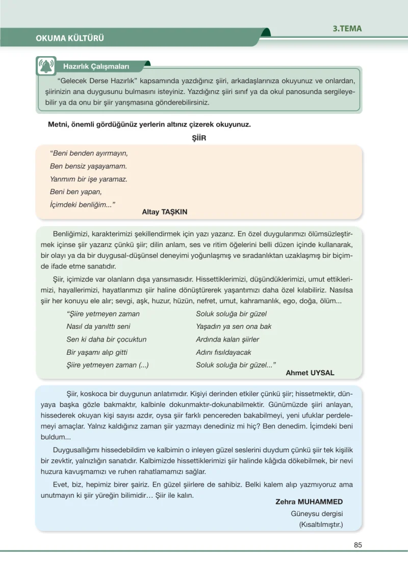 7. Sınıf Türkçe Ders Kitabı Cevapları Özgün Yayınları Sayfa 85
