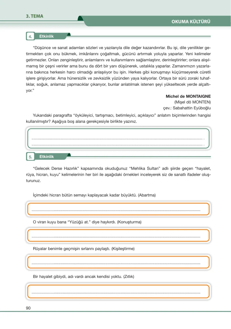 7. Sınıf Türkçe Ders Kitabı Cevapları Özgün Yayınları Sayfa 90