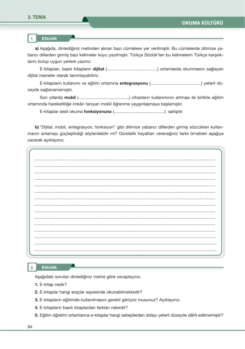 7. Sınıf Türkçe Ders Kitabı Cevapları Özgün Yayınları Sayfa 94