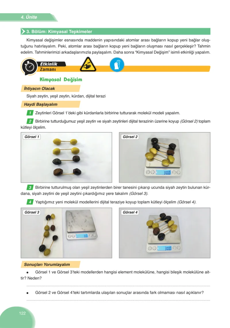 8. Sınıf Fen Bilimleri Ders Kitabı Cevapları Ata Yayınları Sayfa 122