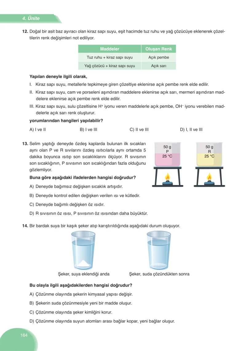 8. Sınıf Fen Bilimleri Ders Kitabı Cevapları Ata Yayınları Sayfa 164