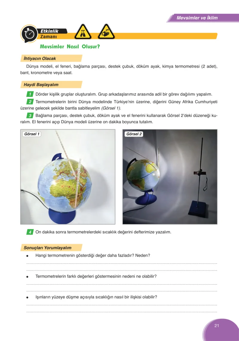 8. Sınıf Fen Bilimleri Ders Kitabı Cevapları Ata Yayınları Sayfa 21