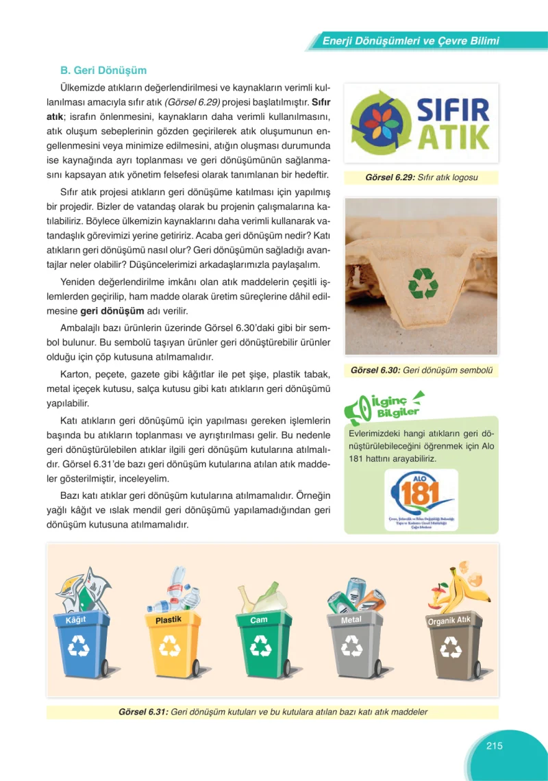 8. Sınıf Fen Bilimleri Ders Kitabı Cevapları Ata Yayınları Sayfa 215