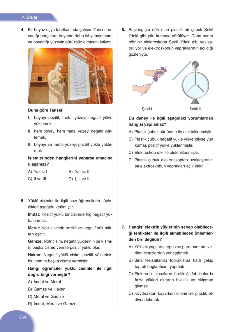 8. Sınıf Fen Bilimleri Ders Kitabı Cevapları Ata Yayınları Sayfa 254