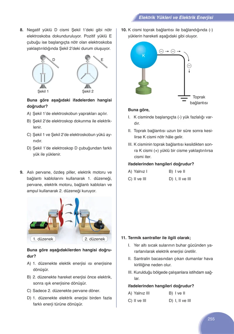 8. Sınıf Fen Bilimleri Ders Kitabı Cevapları Ata Yayınları Sayfa 255