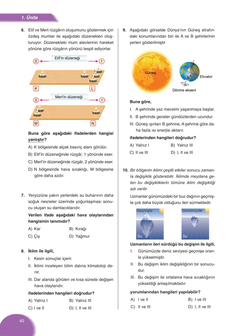 8. Sınıf Fen Bilimleri Ders Kitabı Cevapları Ata Yayınları Sayfa 40