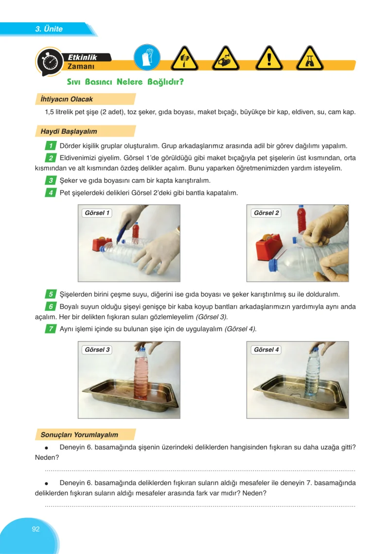 8. Sınıf Fen Bilimleri Ders Kitabı Cevapları Ata Yayınları Sayfa 92