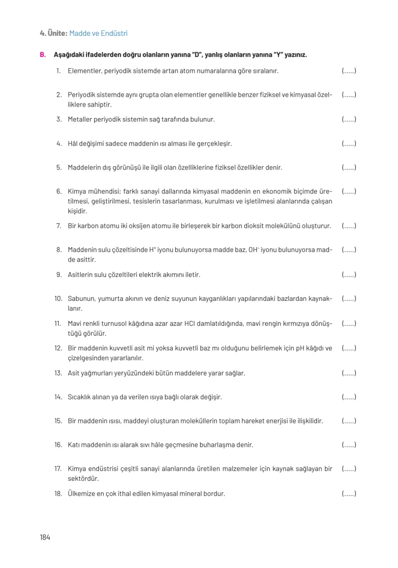 8. Sınıf Fen Bilimleri Ders Kitabı Cevapları Hecce Yayınları Sayfa 184