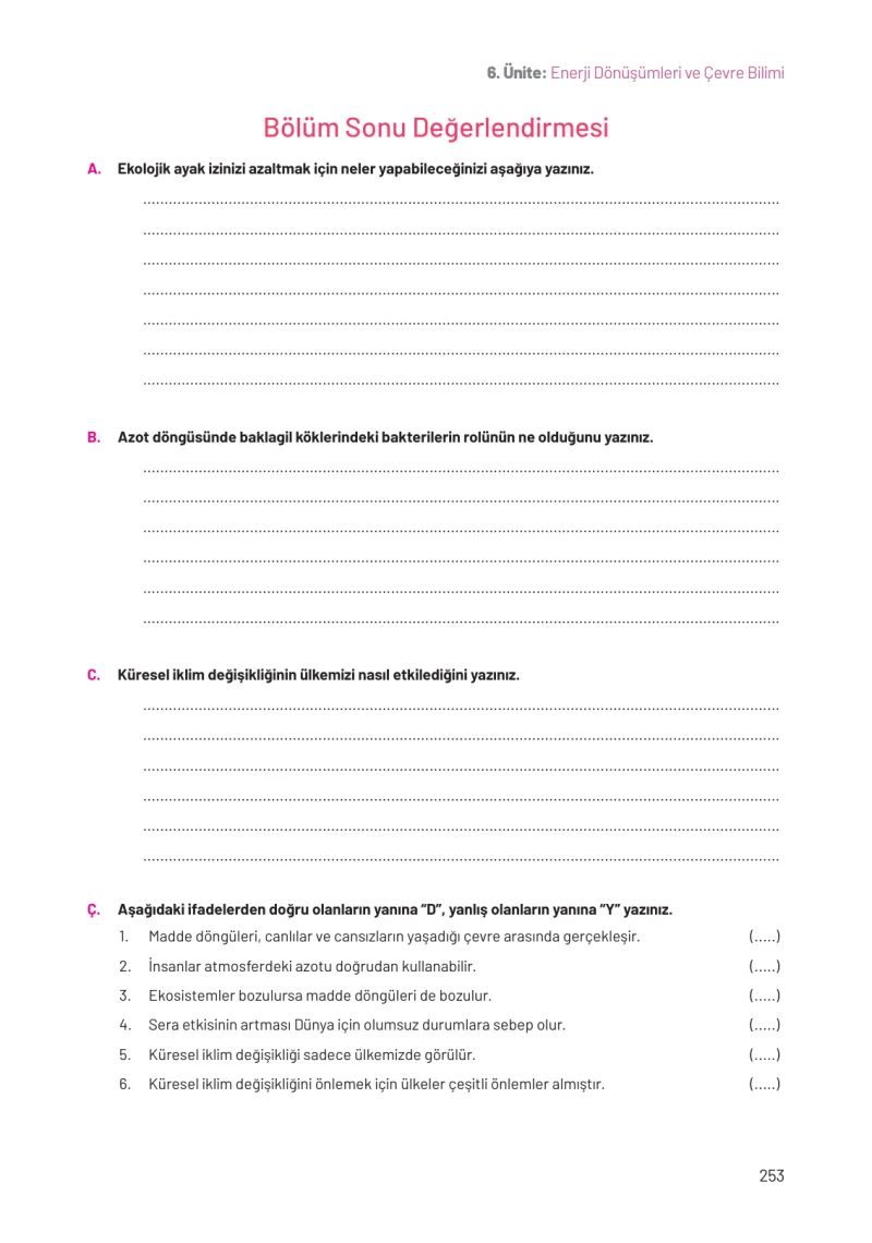 8. Sınıf Fen Bilimleri Ders Kitabı Cevapları Hecce Yayınları Sayfa 253