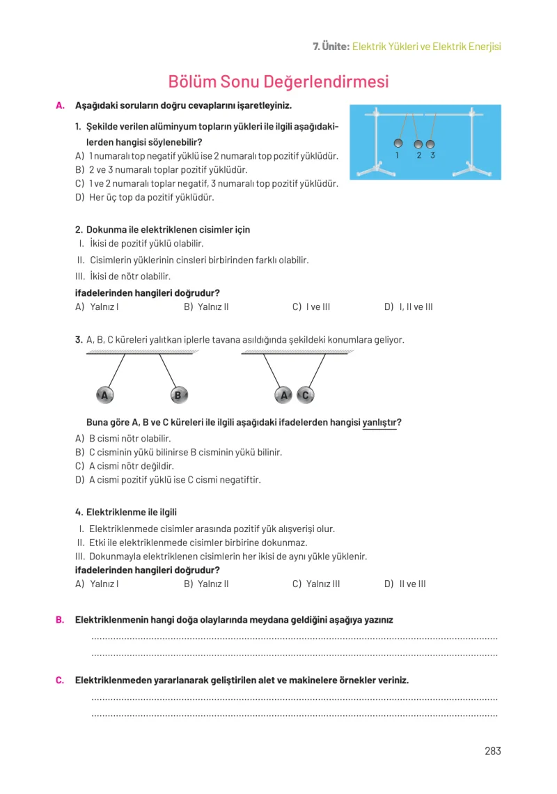 8. Sınıf Fen Bilimleri Ders Kitabı Cevapları Hecce Yayınları Sayfa 283