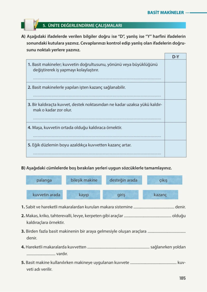 8. Sınıf Fen Bilimleri Ders Kitabı Cevapları Meb Yayınları Sayfa 185
