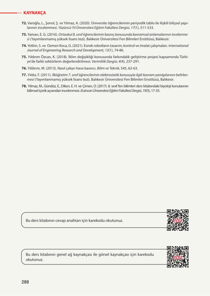 8. Sınıf Fen Bilimleri Ders Kitabı Cevapları Meb Yayınları Sayfa 288