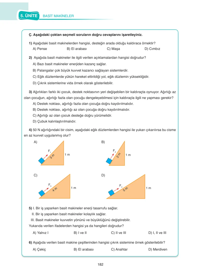 8. Sınıf Fen Bilimleri Ders Kitabı Cevapları SDR Dİkey Yayınları Sayfa 182