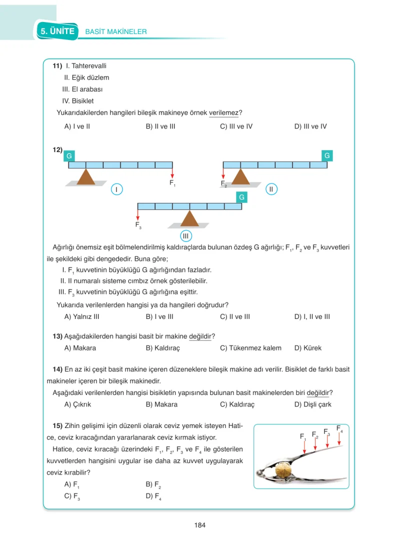 8. Sınıf Fen Bilimleri Ders Kitabı Cevapları SDR Dİkey Yayınları Sayfa 184