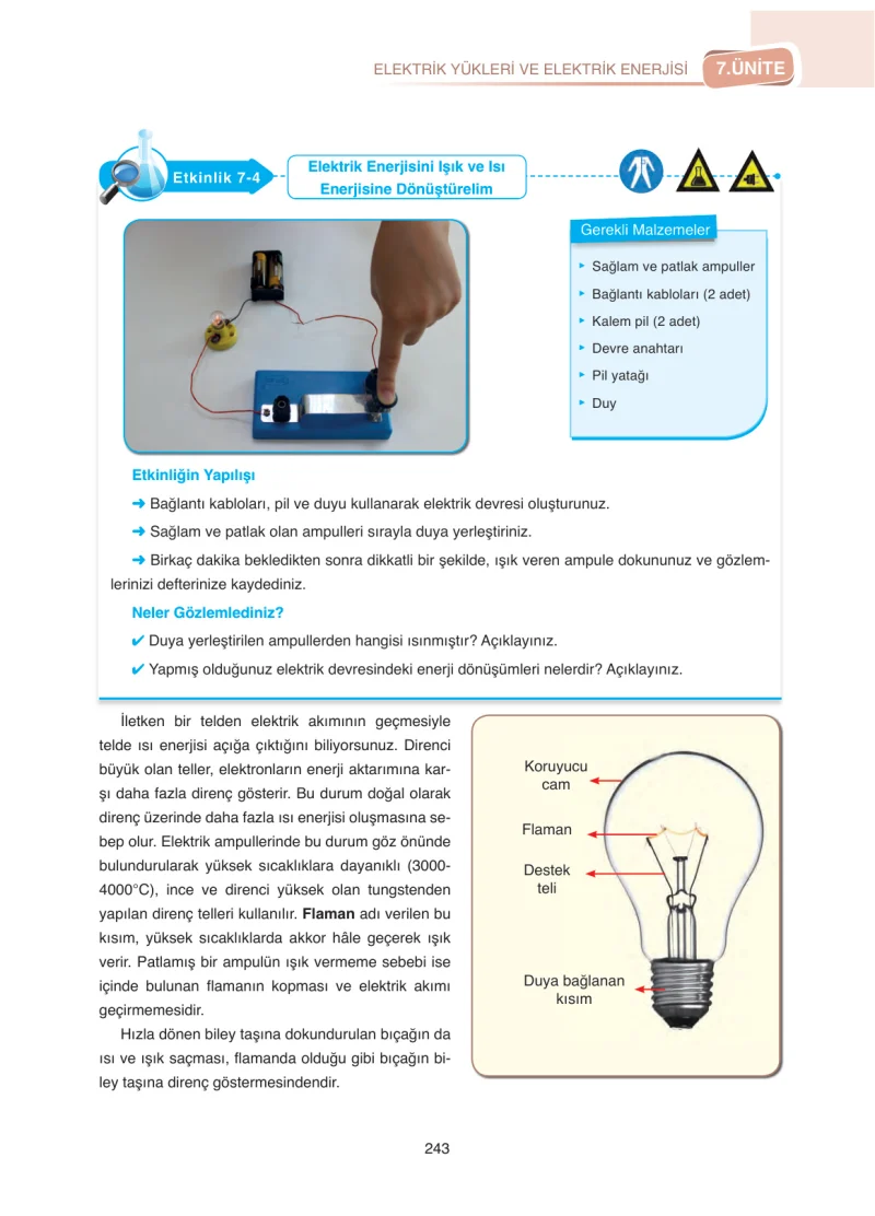 8. Sınıf Fen Bilimleri Ders Kitabı Cevapları SDR Dİkey Yayınları Sayfa 243