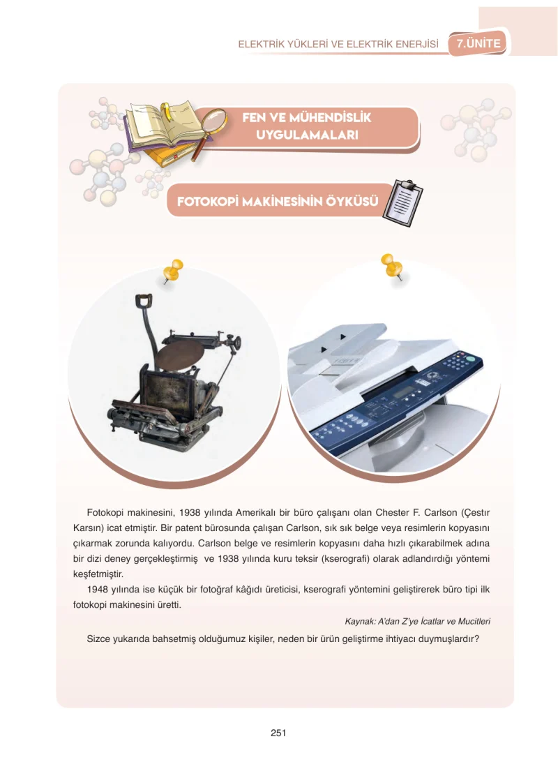 8. Sınıf Fen Bilimleri Ders Kitabı Cevapları SDR Dİkey Yayınları Sayfa 251