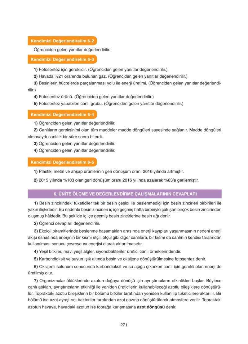 8. Sınıf Fen Bilimleri Ders Kitabı Cevapları SDR Dİkey Yayınları Sayfa 271