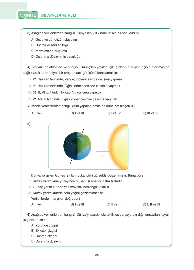 8. Sınıf Fen Bilimleri Ders Kitabı Cevapları SDR Dİkey Yayınları Sayfa 34