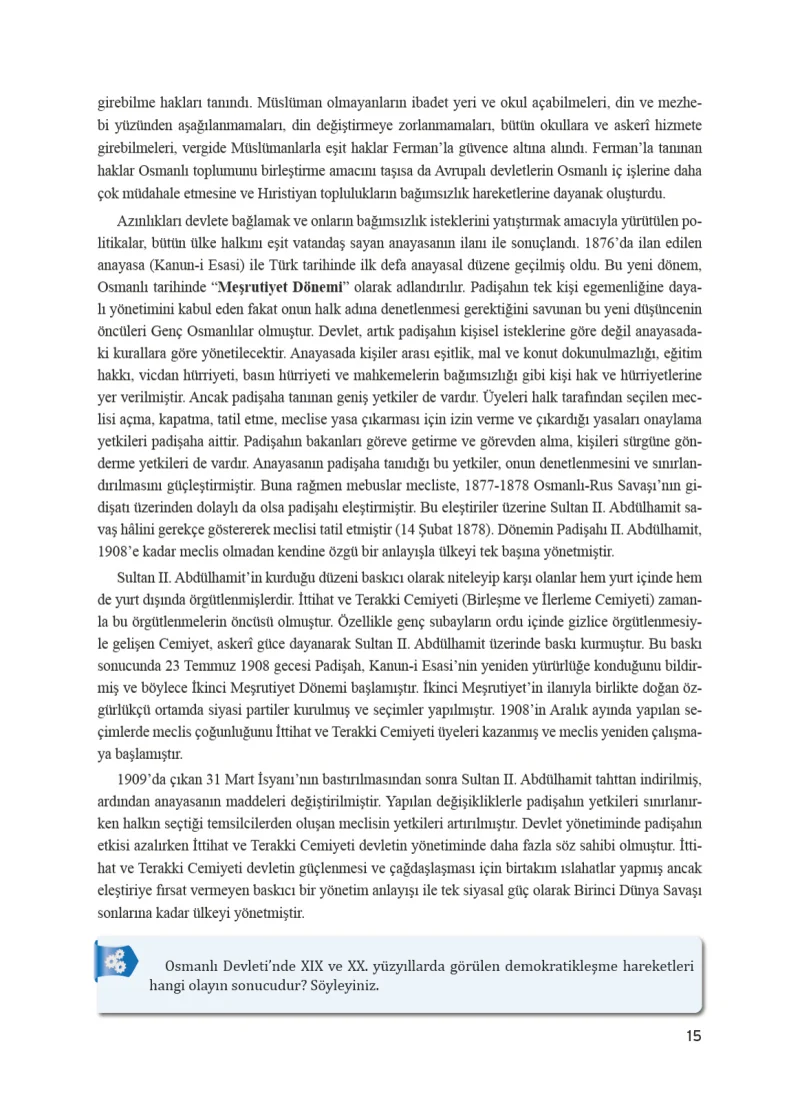 8. Sınıf İnkılap Tarihi Ders Kitabı Cevapları Bir Yay Yayınları Sayfa 15