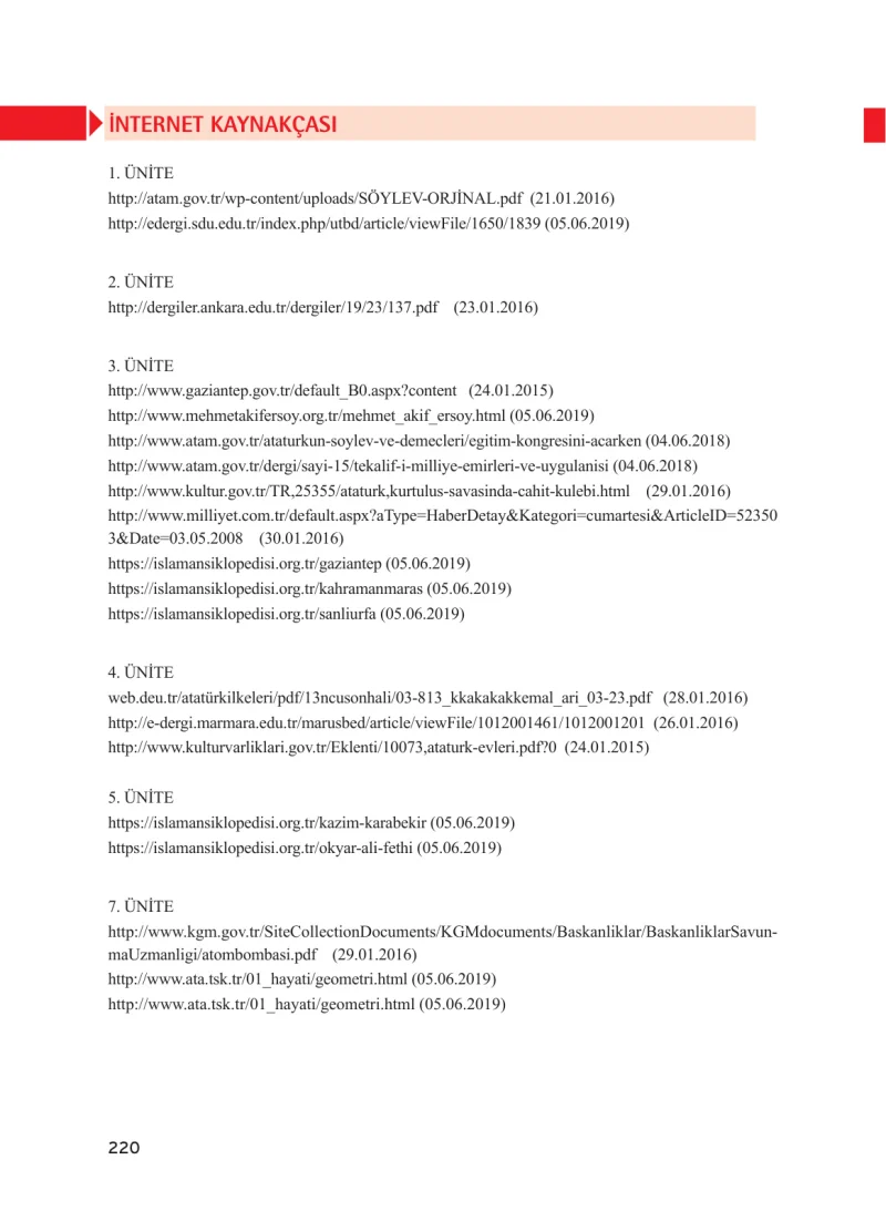 8. Sınıf İnkılap Tarihi Ders Kitabı Cevapları Bir Yay Yayınları Sayfa 220