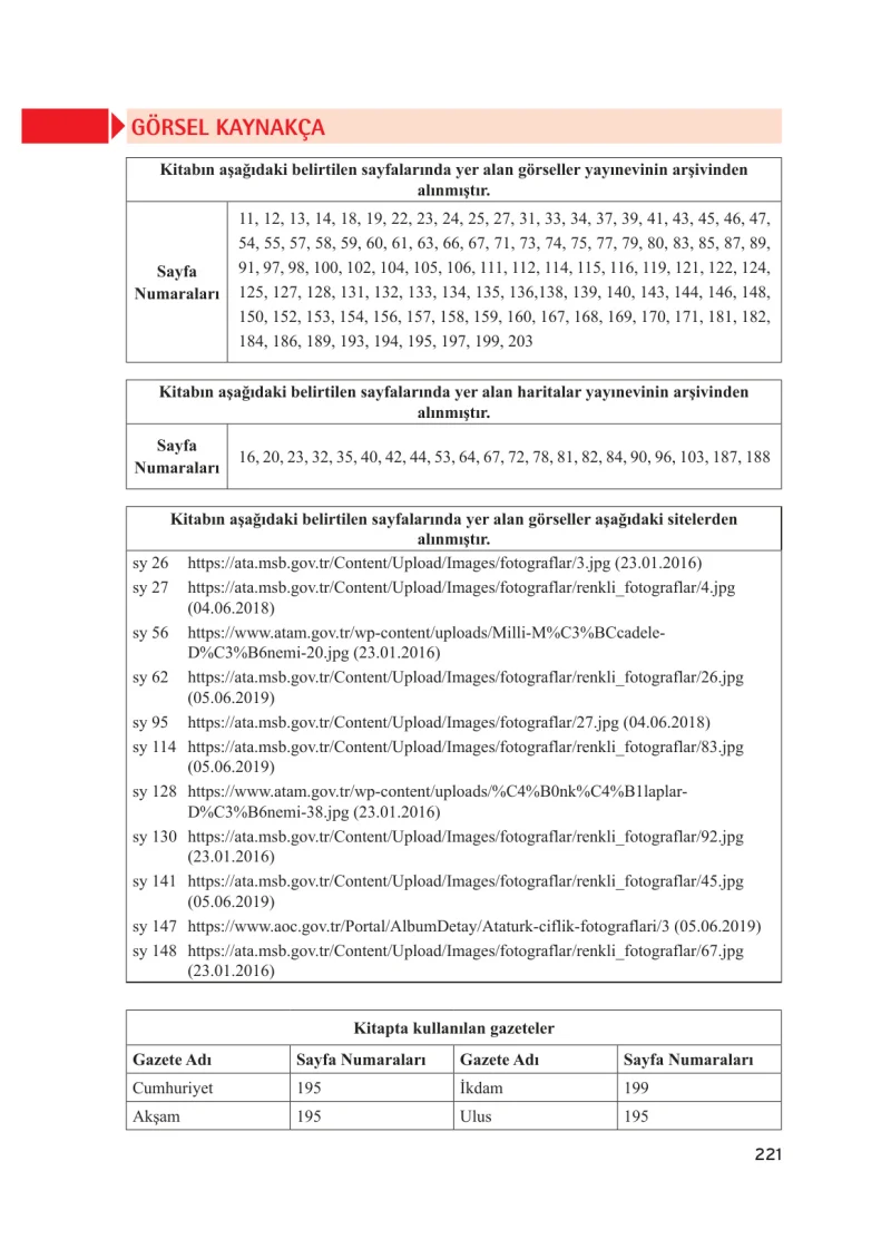 8. Sınıf İnkılap Tarihi Ders Kitabı Cevapları Bir Yay Yayınları Sayfa 221