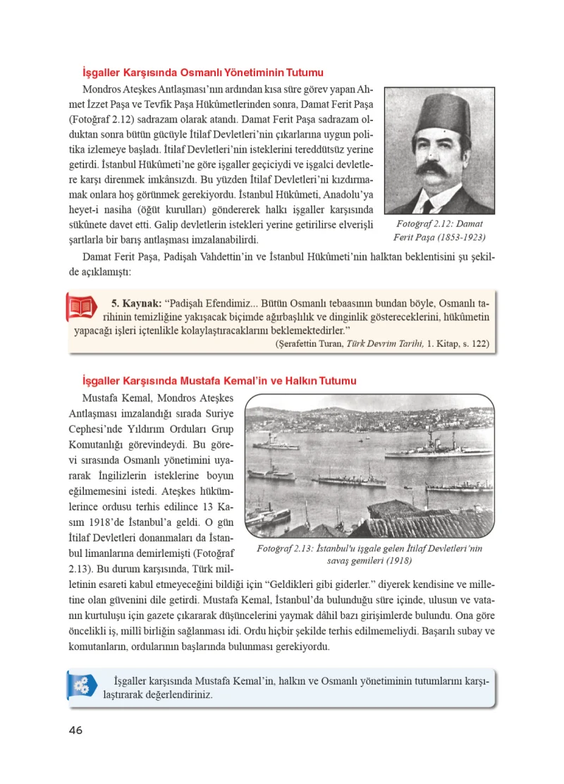 8. Sınıf İnkılap Tarihi Ders Kitabı Cevapları Bir Yay Yayınları Sayfa 46