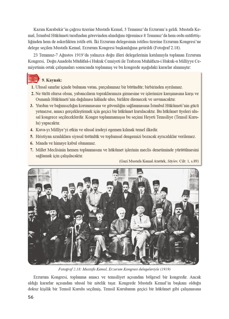 8. Sınıf İnkılap Tarihi Ders Kitabı Cevapları Bir Yay Yayınları Sayfa 56