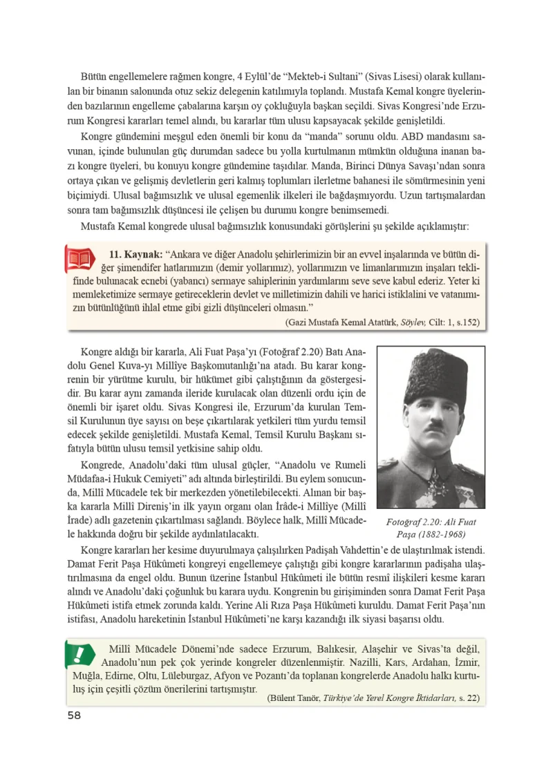 8. Sınıf İnkılap Tarihi Ders Kitabı Cevapları Bir Yay Yayınları Sayfa 58