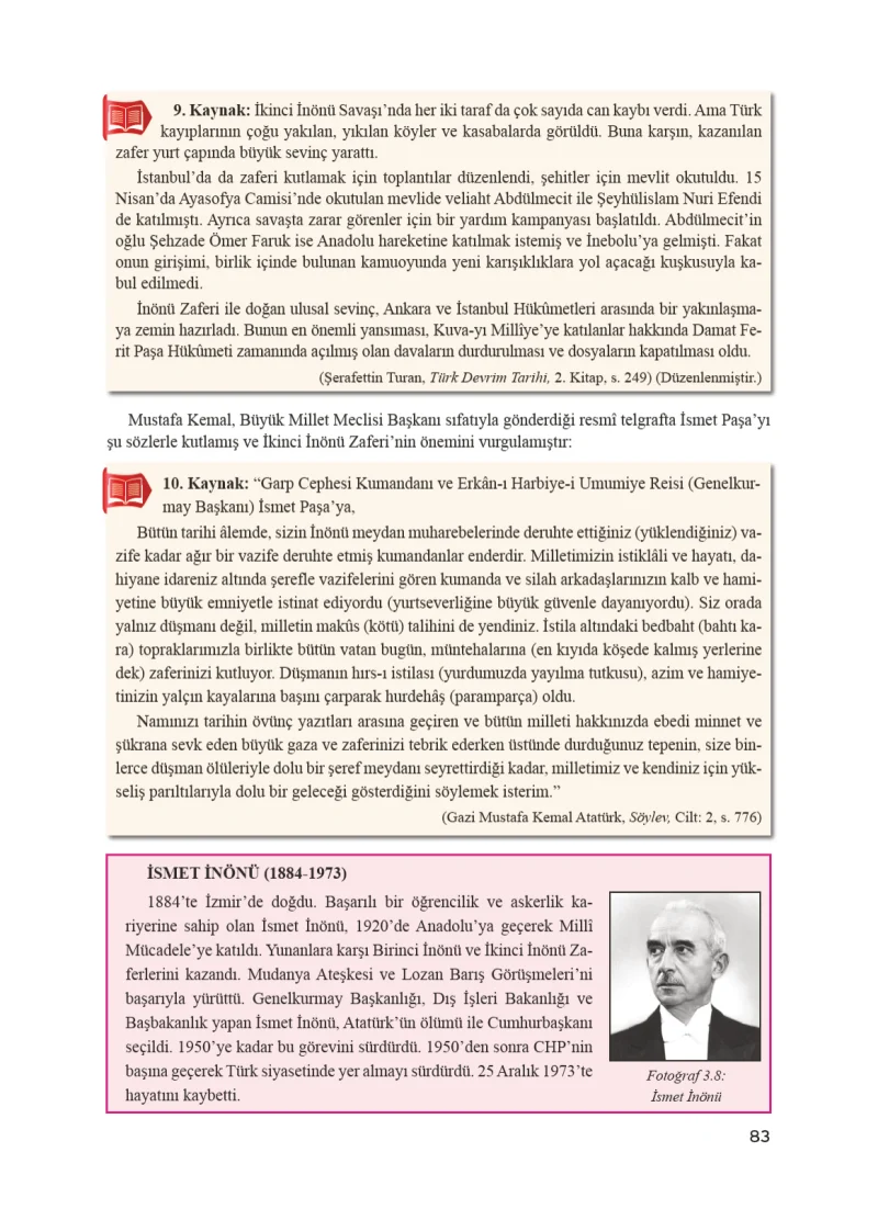8. Sınıf İnkılap Tarihi Ders Kitabı Cevapları Bir Yay Yayınları Sayfa 83