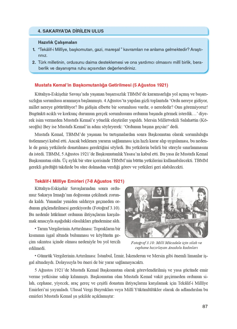 8. Sınıf İnkılap Tarihi Ders Kitabı Cevapları Bir Yay Yayınları Sayfa 87