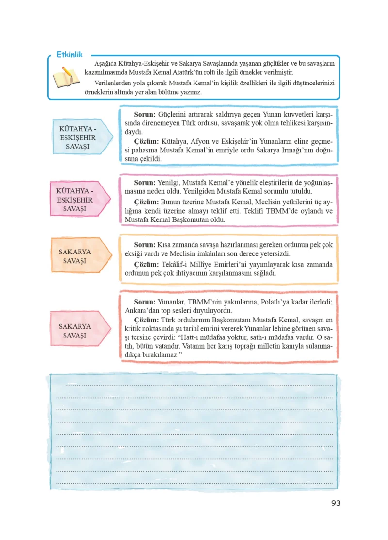 8. Sınıf İnkılap Tarihi Ders Kitabı Cevapları Bir Yay Yayınları Sayfa 93