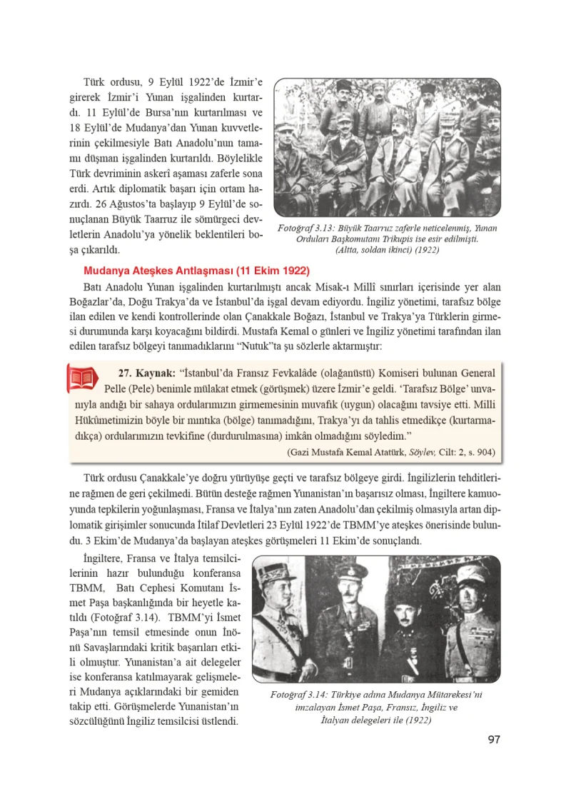 8. Sınıf İnkılap Tarihi Ders Kitabı Cevapları Bir Yay Yayınları Sayfa 97